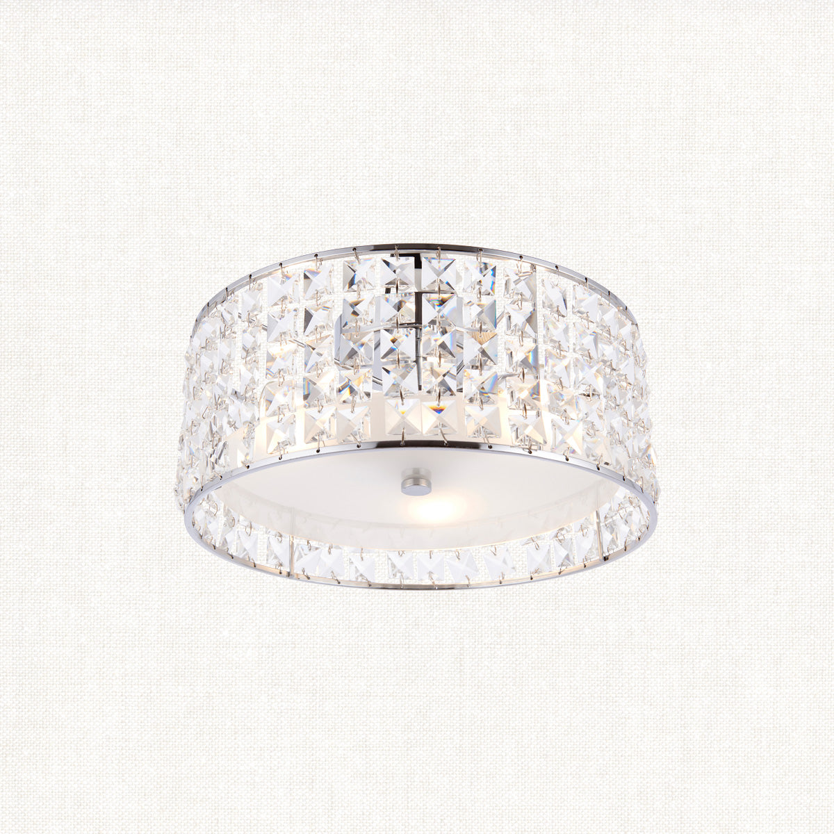 Clear crystal, frosted glass & chrome plate