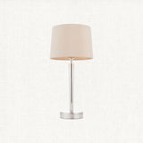 Sylas Table Lamp Usb in Bright Nickel and Mink Fabric