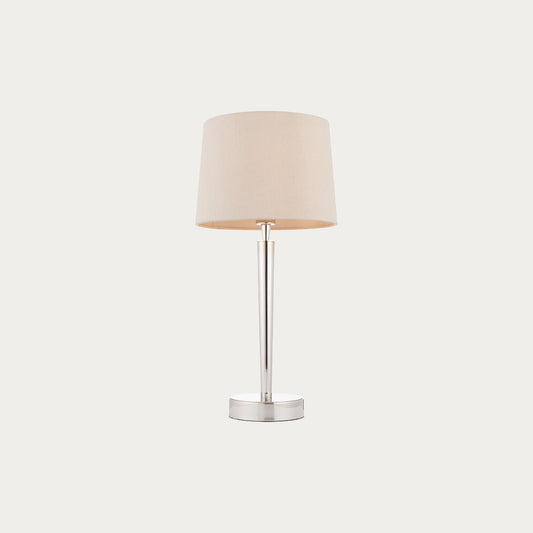 Sylas Table Lamp Usb in Bright Nickel and Mink Fabric