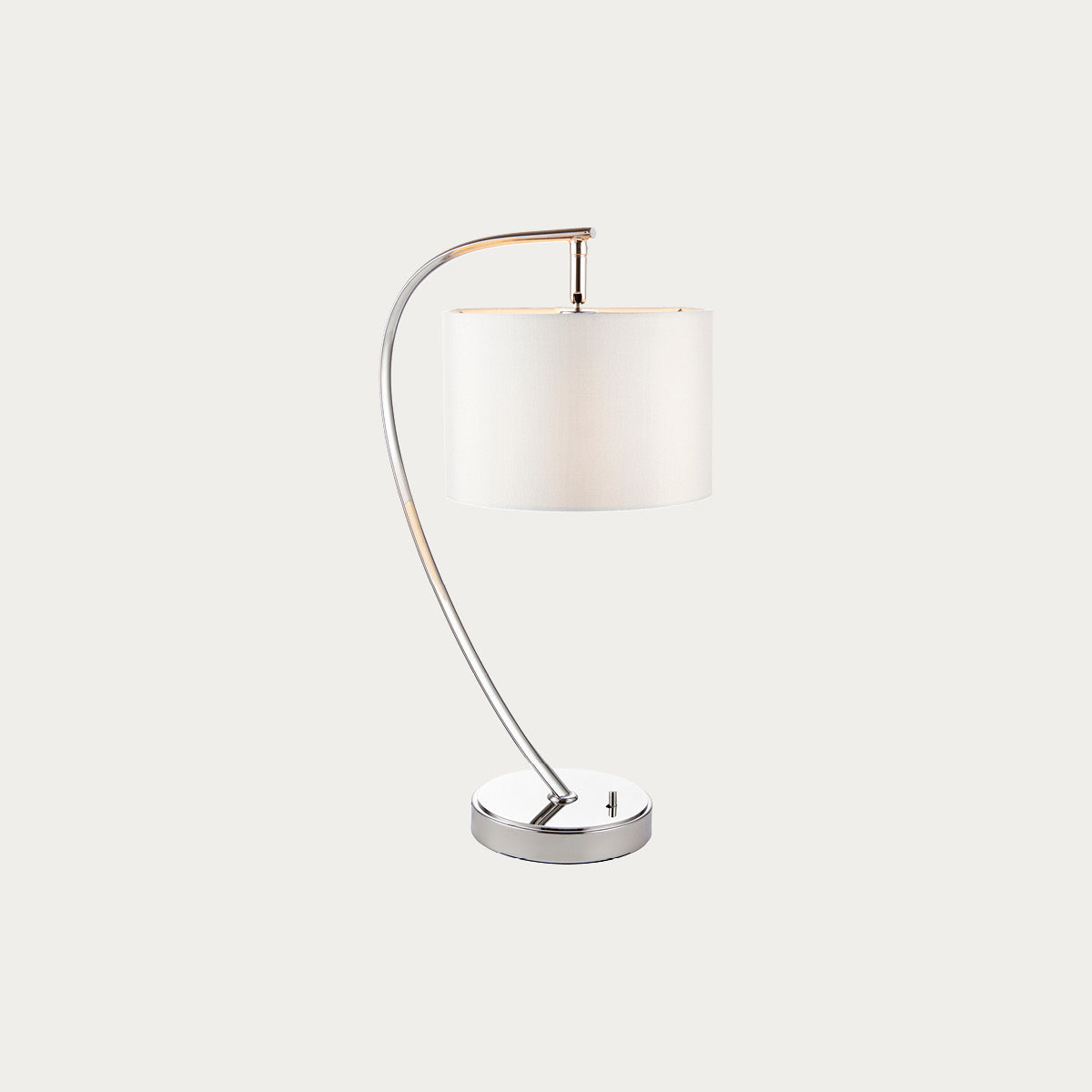 Seraphina Table Lamp in Bright Nickel and Vintage White Fabric