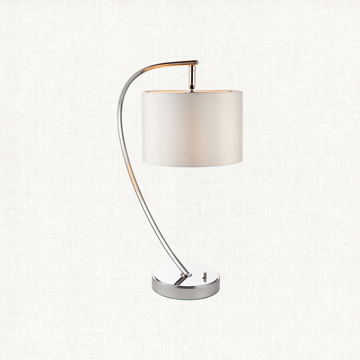 Seraphina Table Lamp in Bright Nickel and Vintage White Fabric
