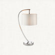 Seraphina Table Lamp in Bright Nickel and Vintage White Fabric