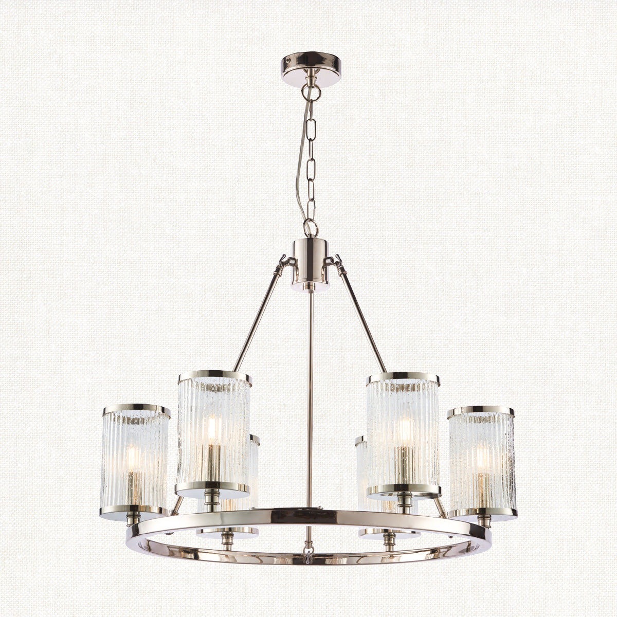 Bright nickel plate & ribbed bubble glass