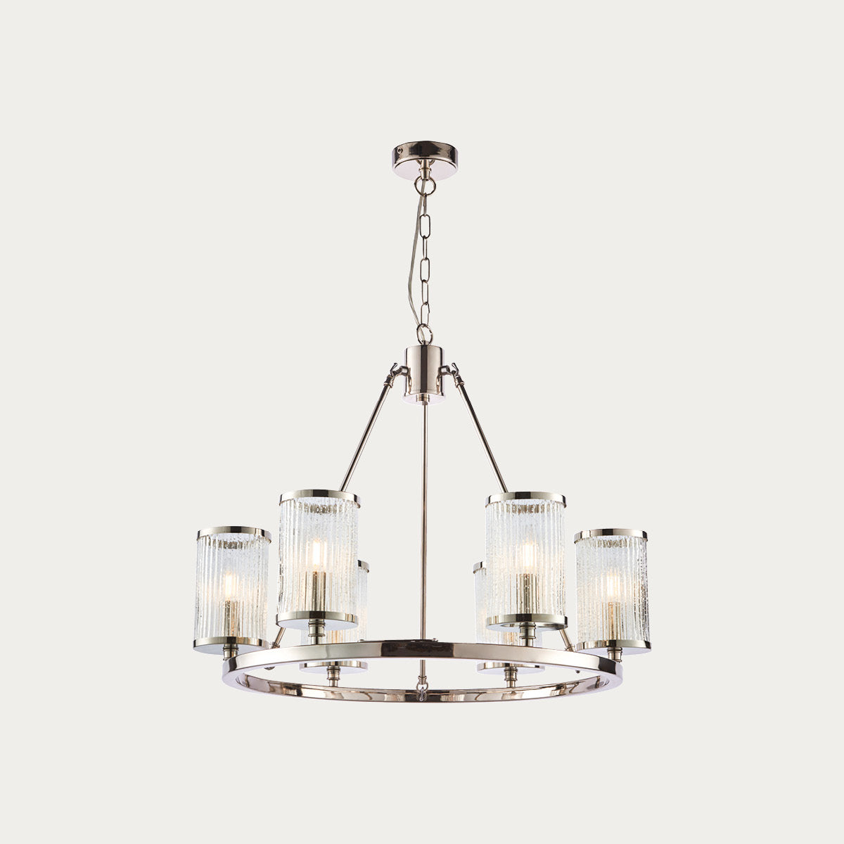 Bright nickel plate & ribbed bubble glass