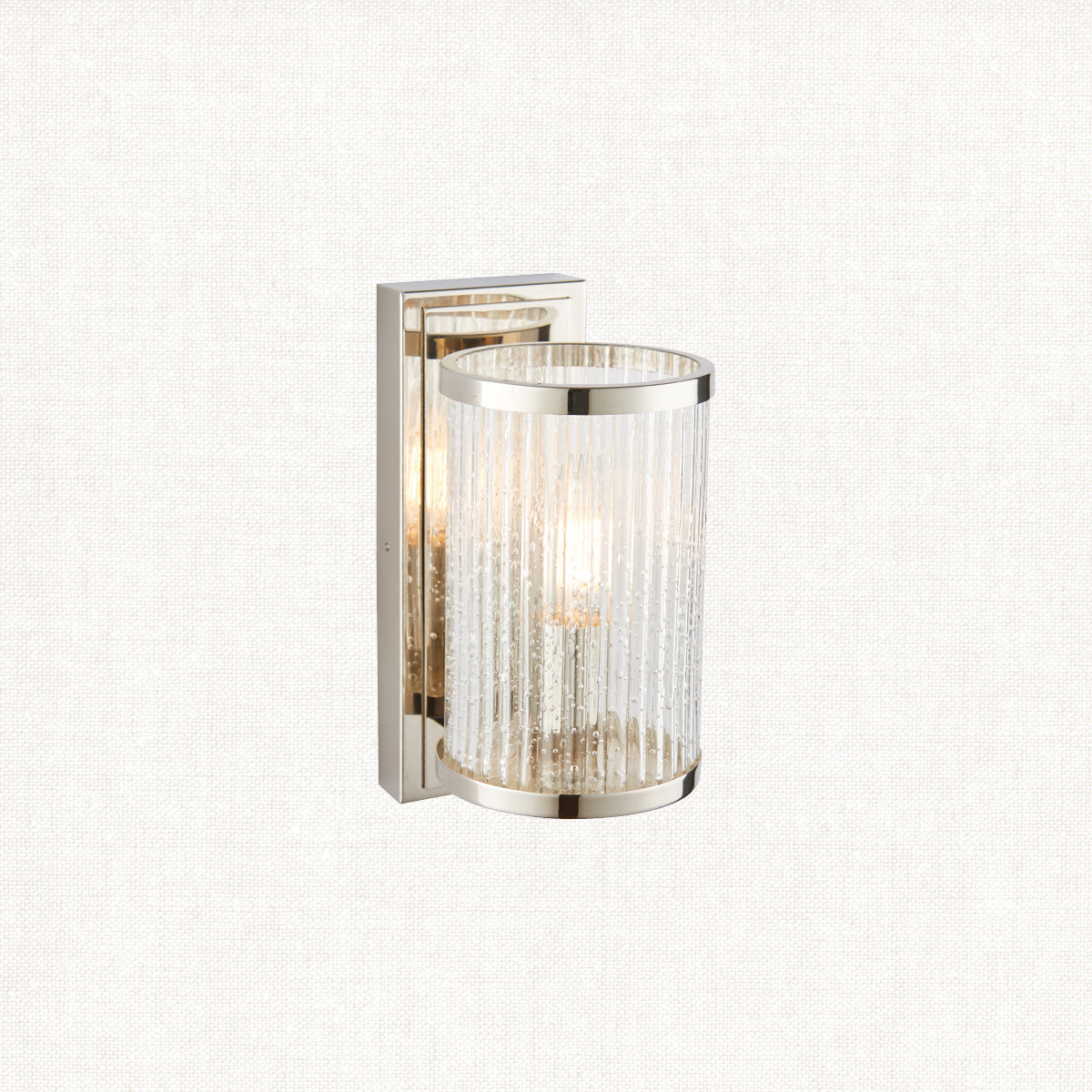 Bright nickel plate & ribbed bubble glass