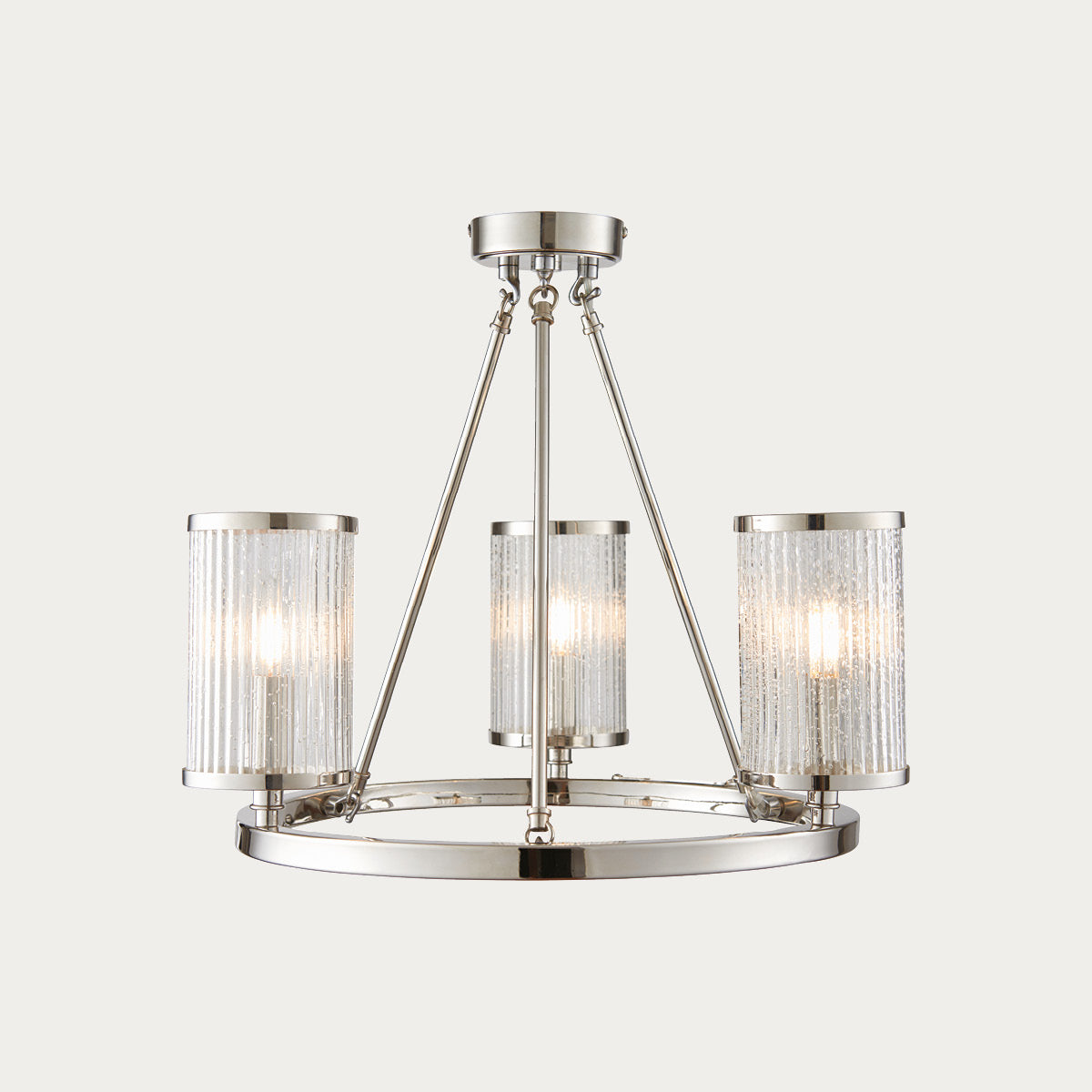 Bright nickel plate & ribbed bubble glass