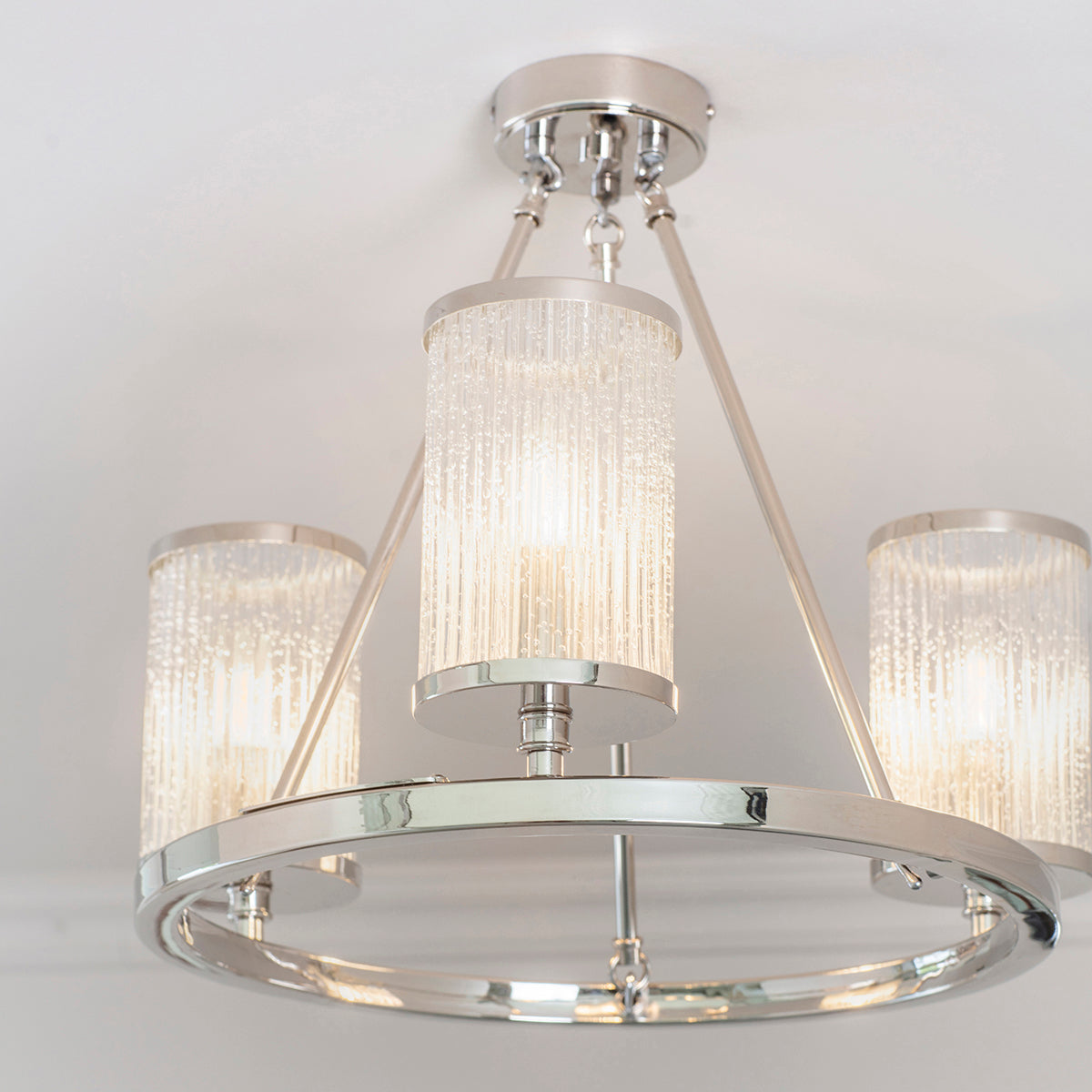 Bright nickel plate & ribbed bubble glass