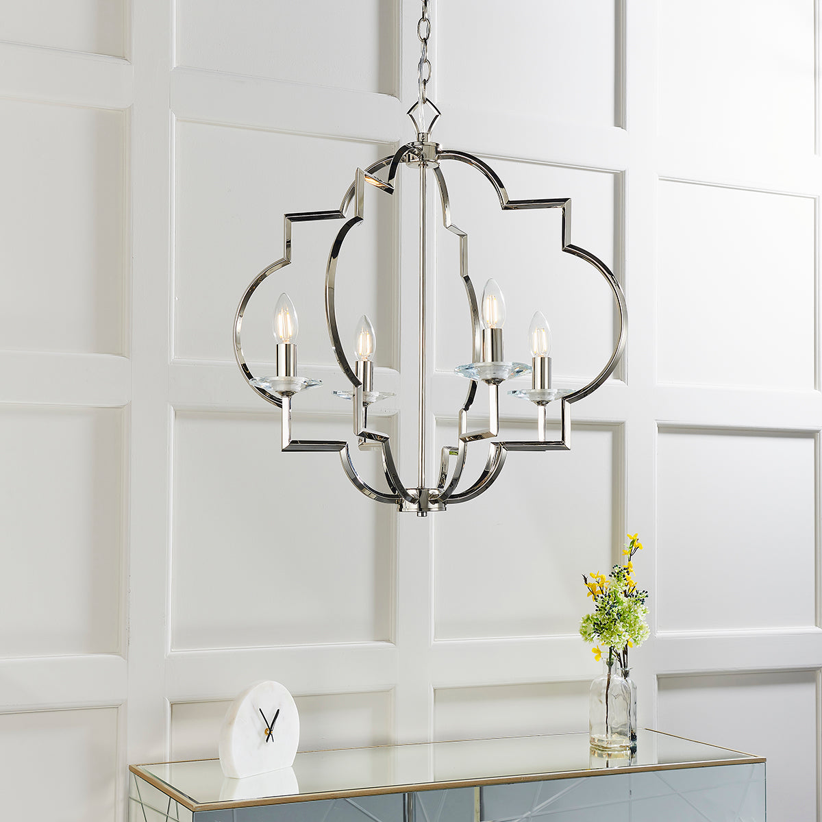 Polished nickel plate & clear crystal