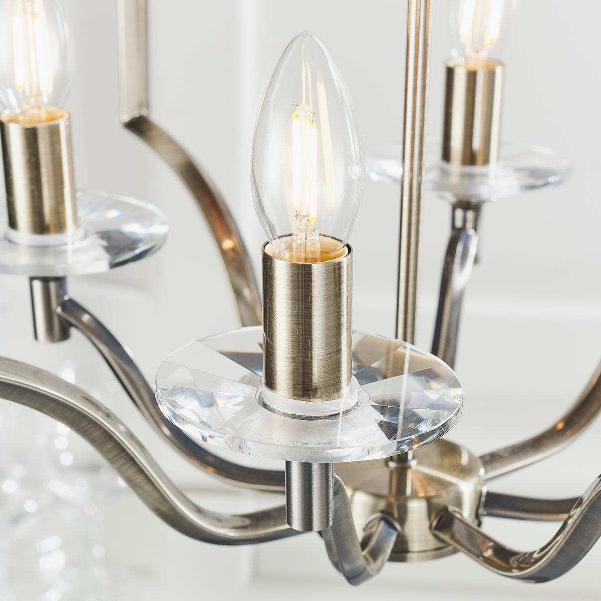 Antique brass plate & clear crystal