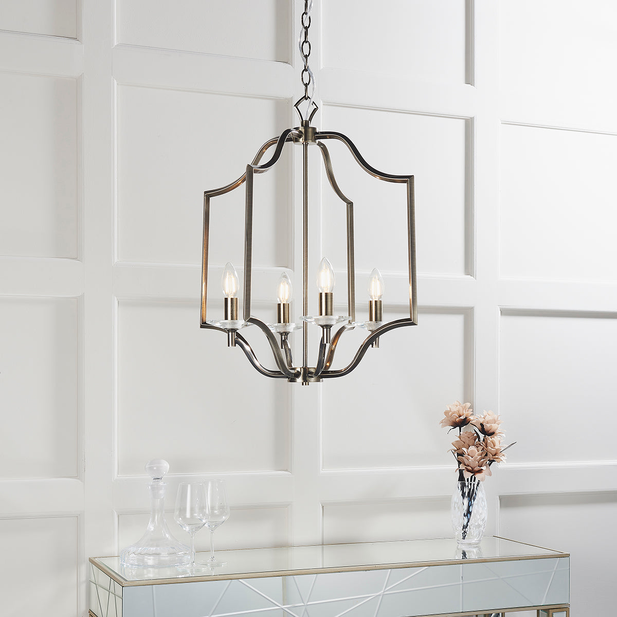 Antique brass plate & clear crystal