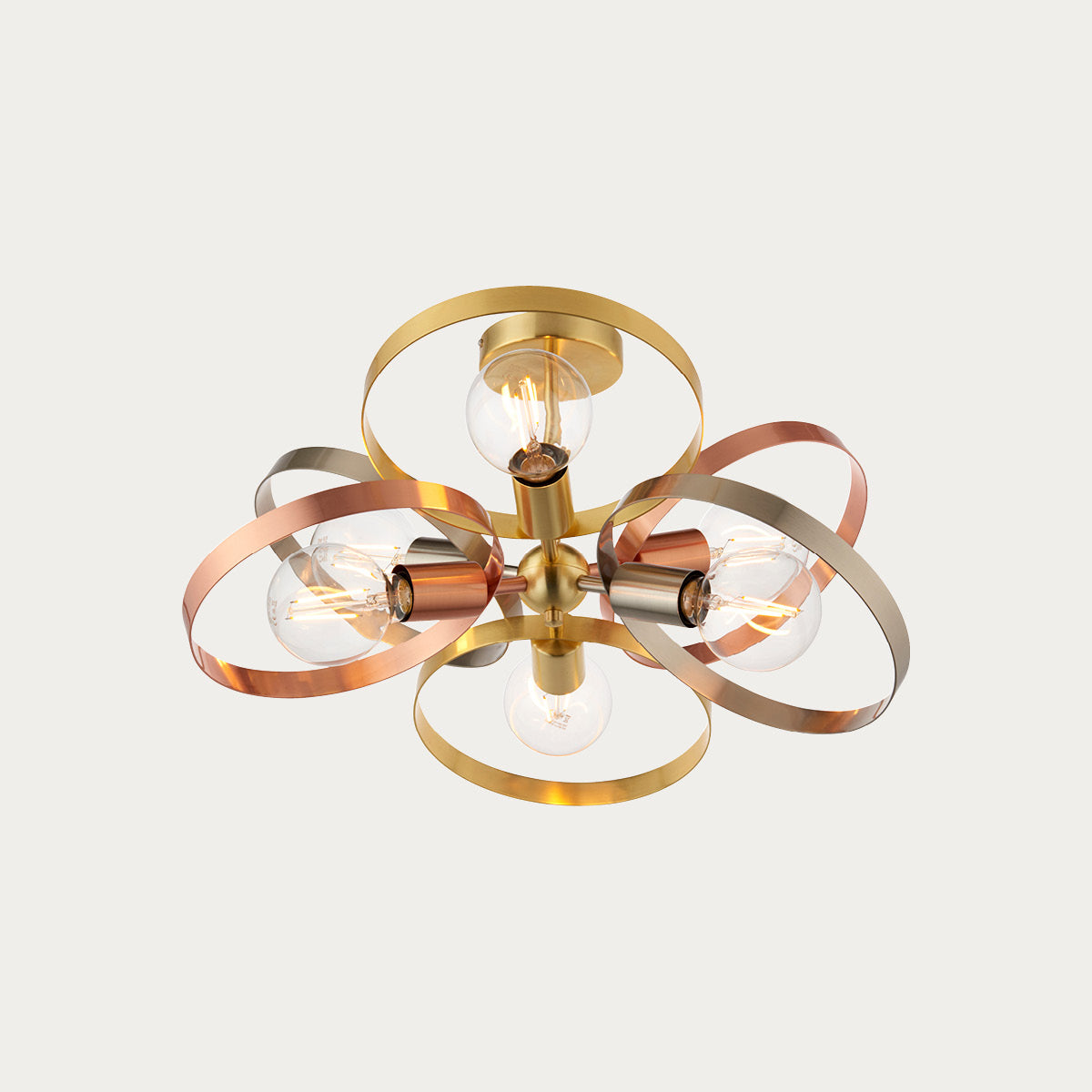 Brushed brass, nickel & copper plate