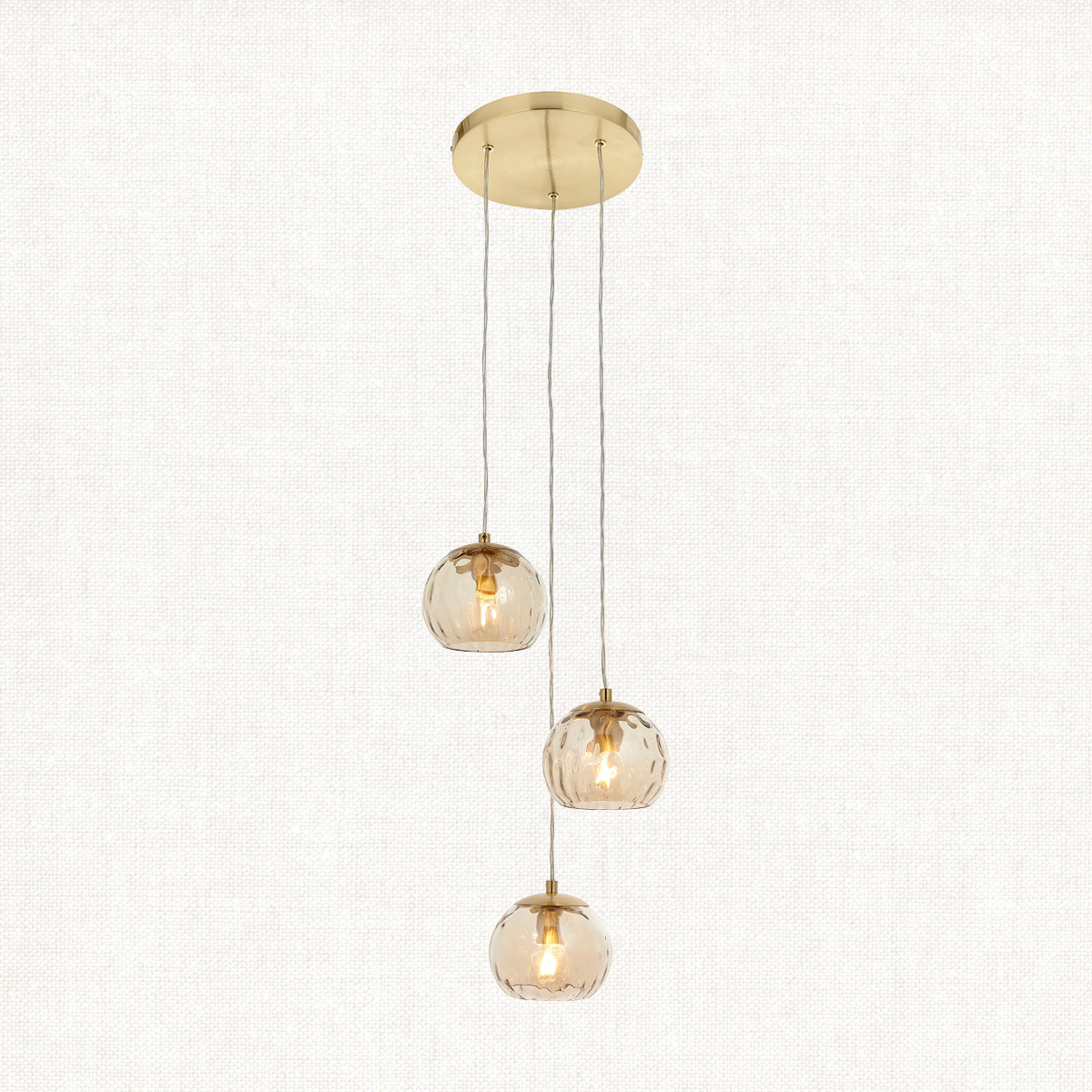 Satin brass plate & champagne lustre glass