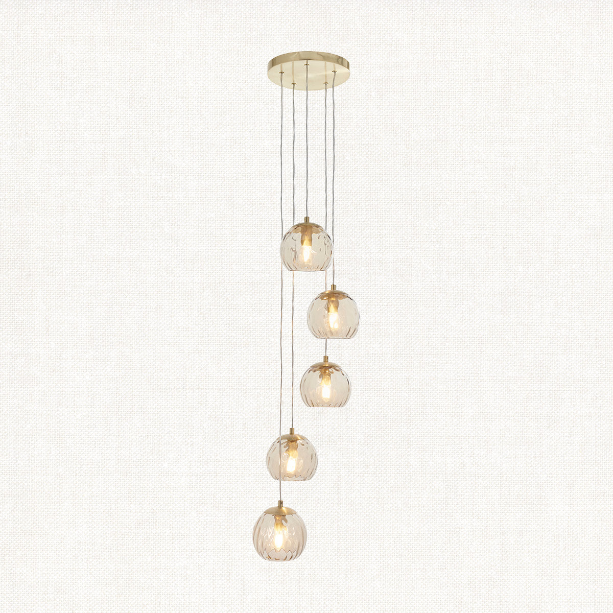 Satin brass plate & champagne lustre glass
