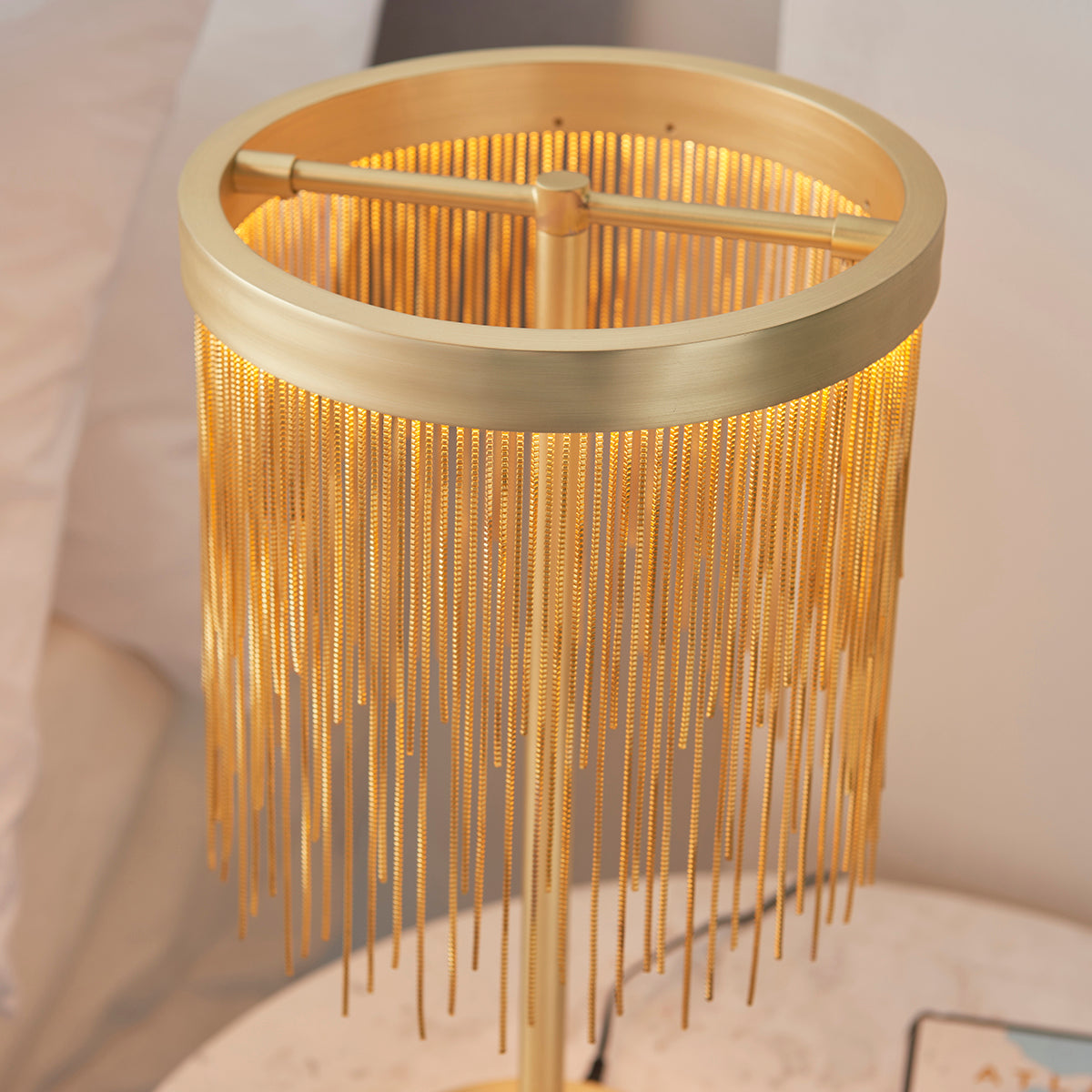 Satin brass plate & gold effect chain