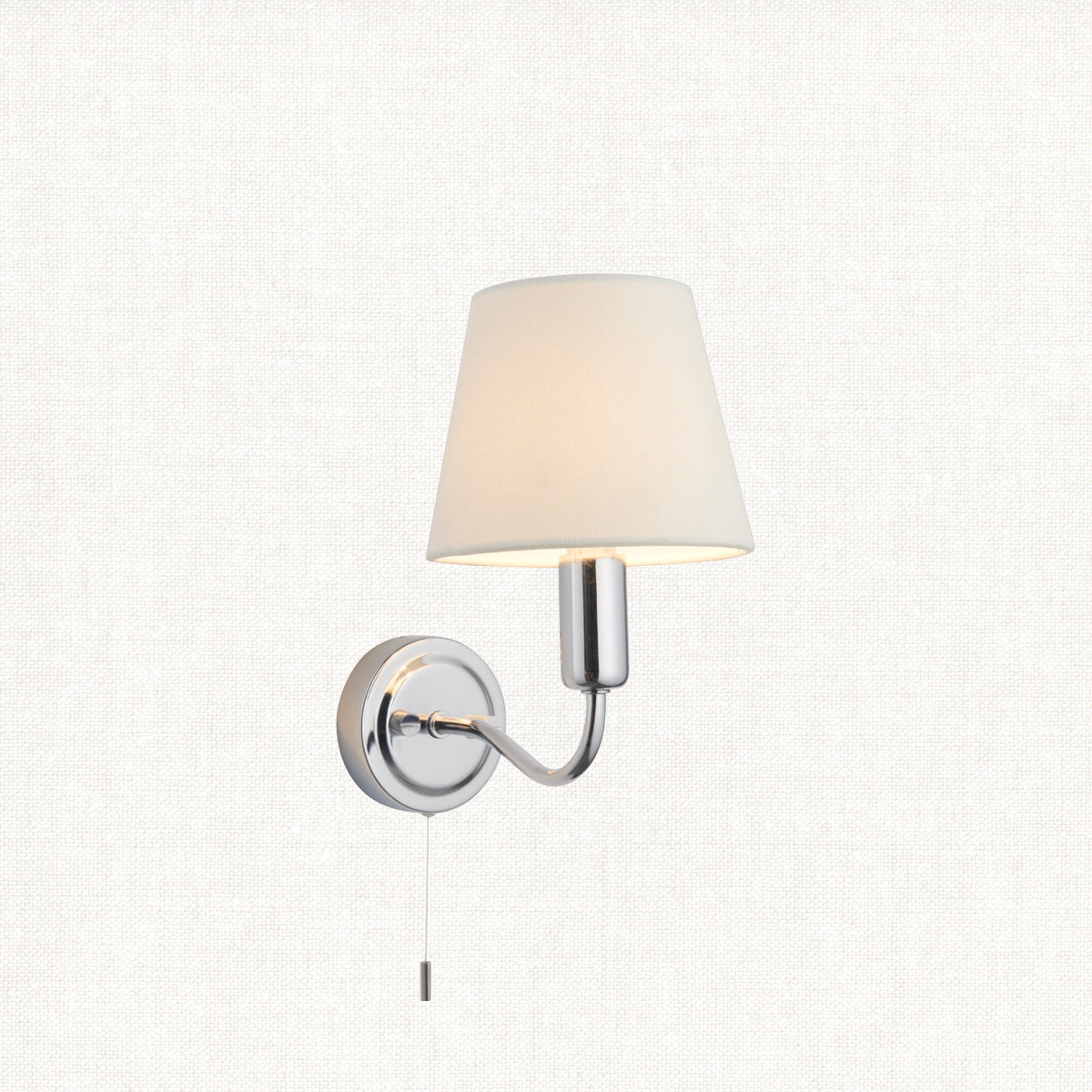 Chrome plate & ivory linen mix fabric