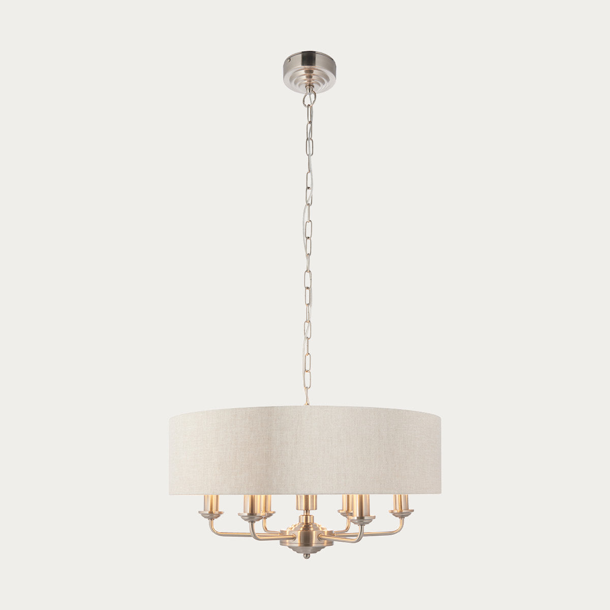 Brushed chrome plate & natural linen
