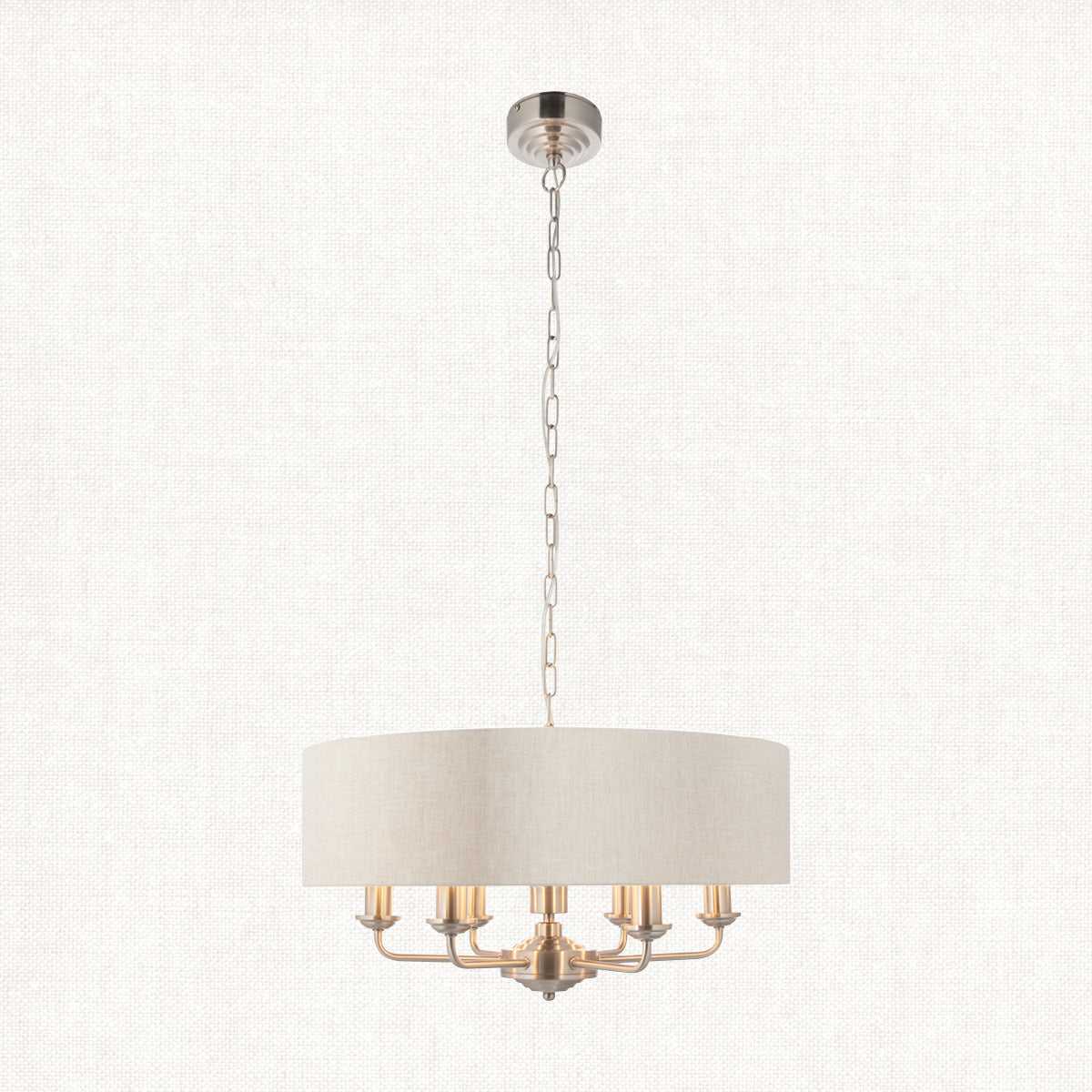 Brushed chrome plate & natural linen