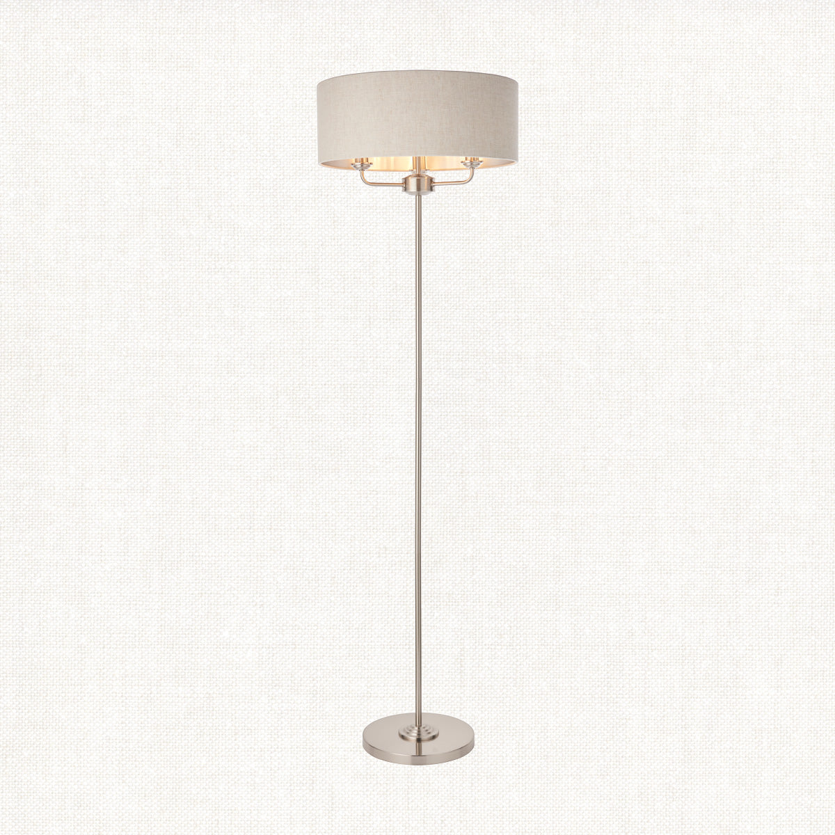 Brushed chrome plate & natural linen
