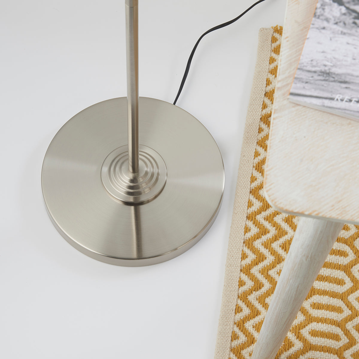 Brushed chrome plate & natural linen