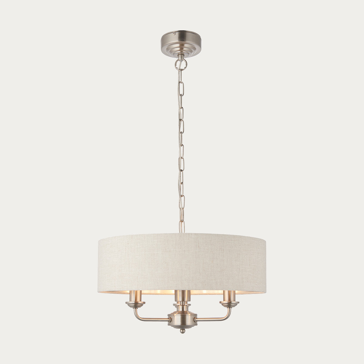 Brushed chrome plate & natural linen