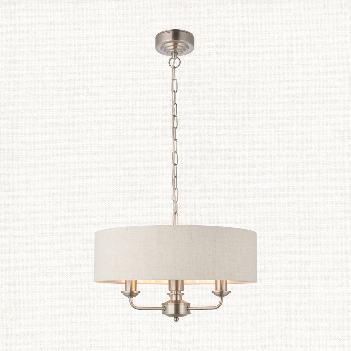 Brushed chrome plate & natural linen
