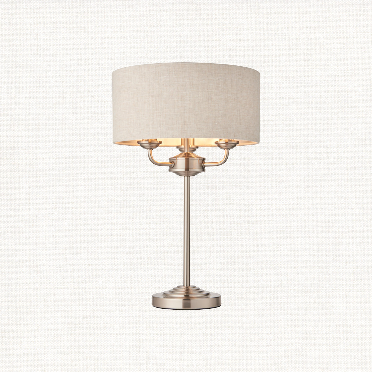 Brushed chrome plate & natural linen