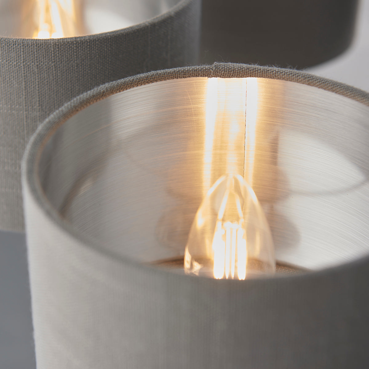 Bright nickel plate & charcoal fabric