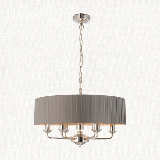 Bright nickel plate & charcoal fabric