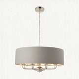Bright nickel plate & charcoal fabric