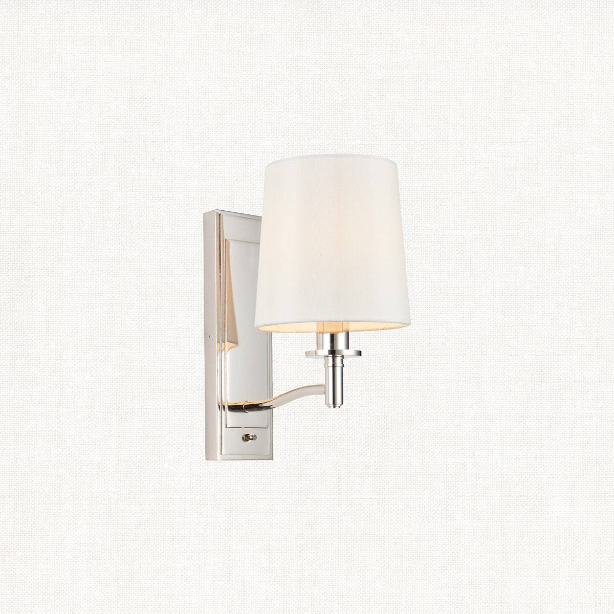 Bright nickel plate & vintage white fabric