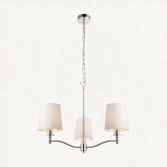 Bright nickel plate & vintage white fabric