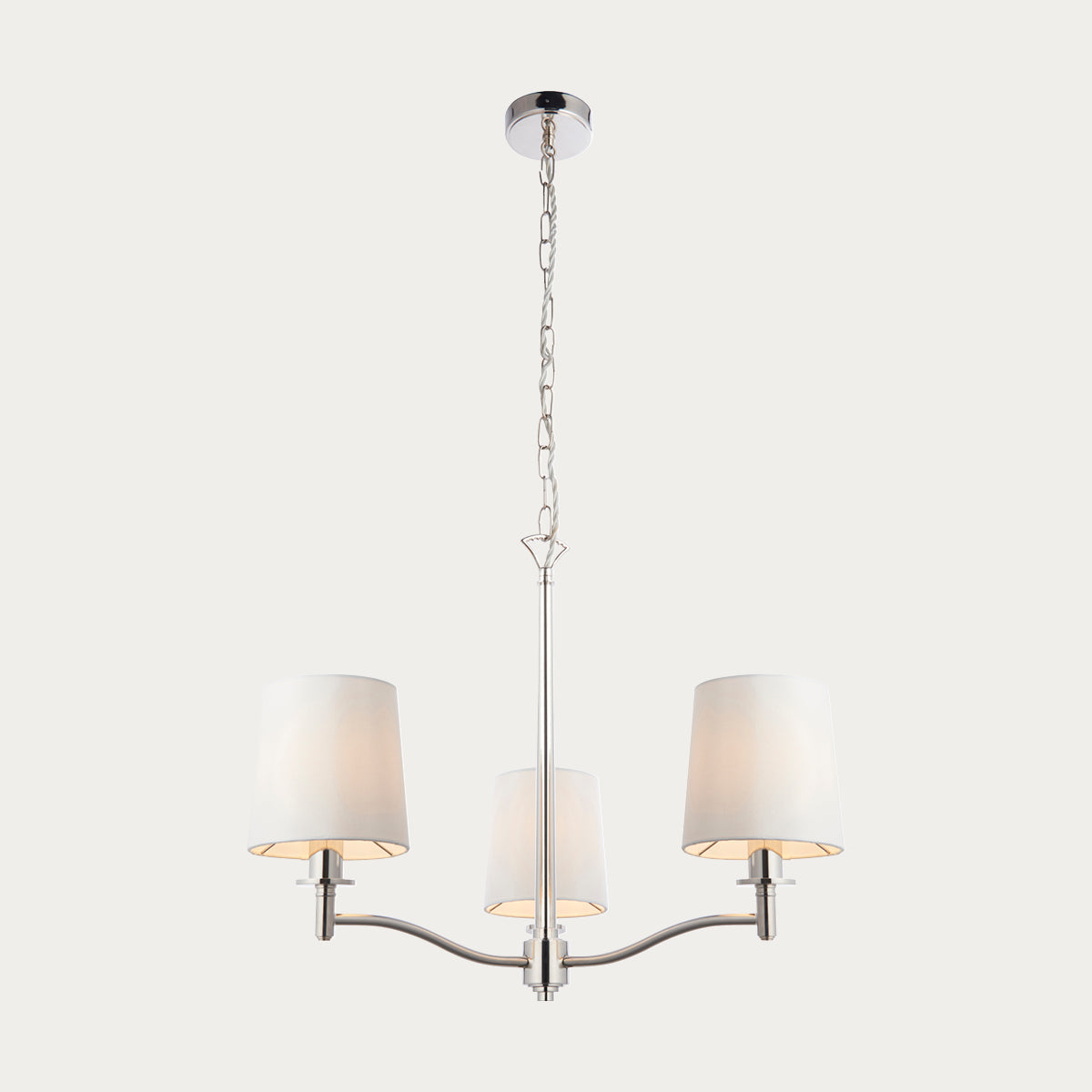 Bright nickel plate & vintage white fabric