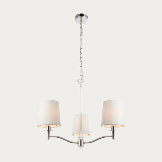 Bright nickel plate & vintage white fabric