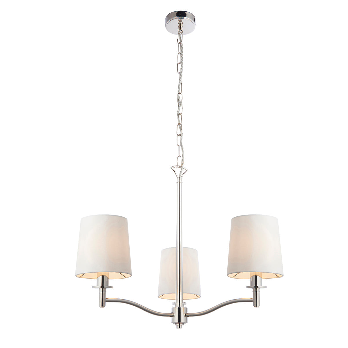 Bright nickel plate & vintage white fabric