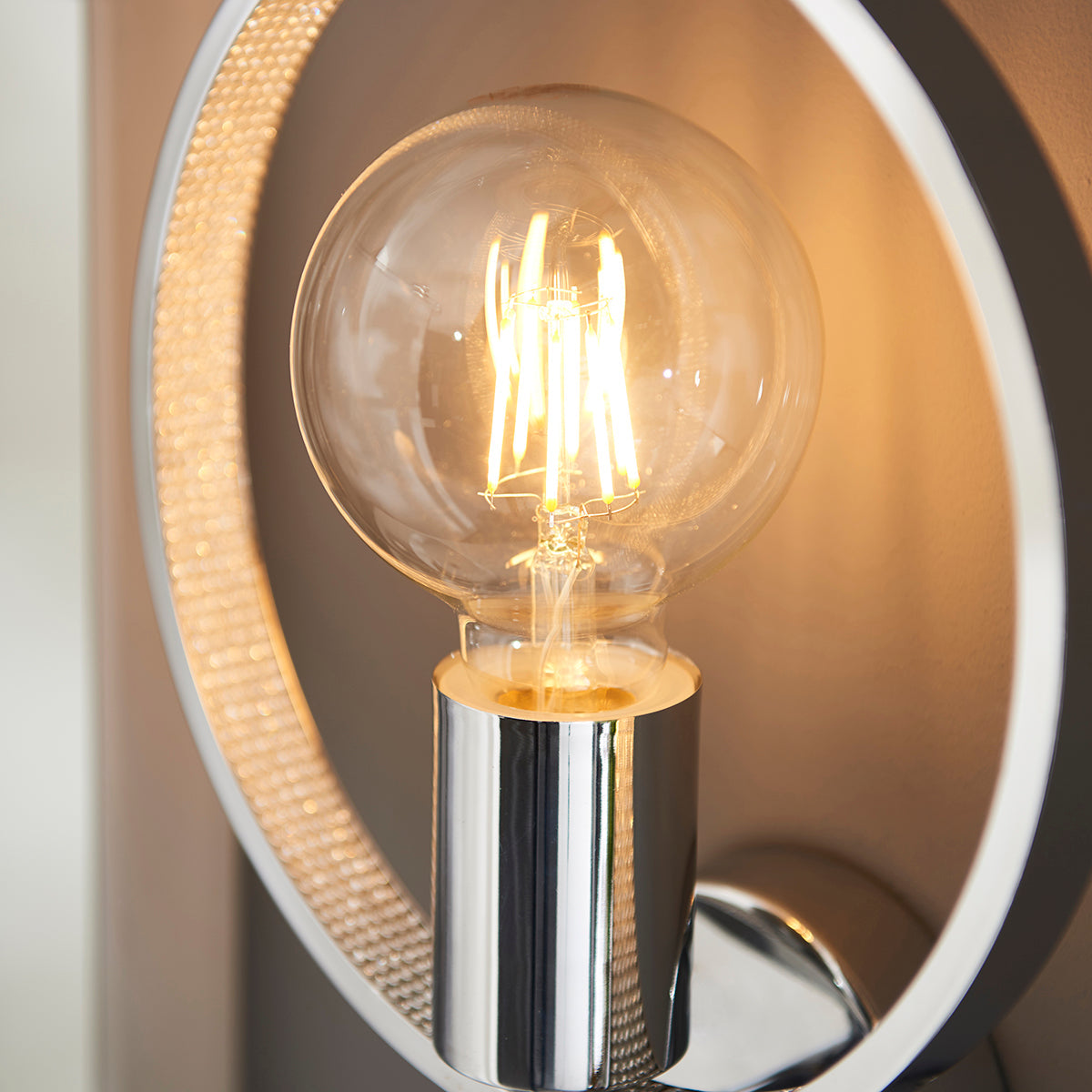 Chrome plate & clear faceted acrylic