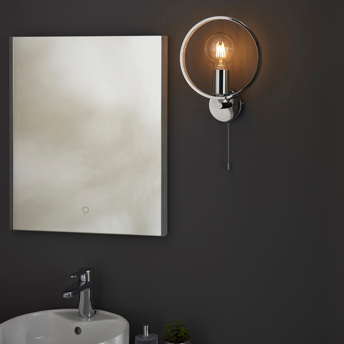 Chrome plate & clear faceted acrylic