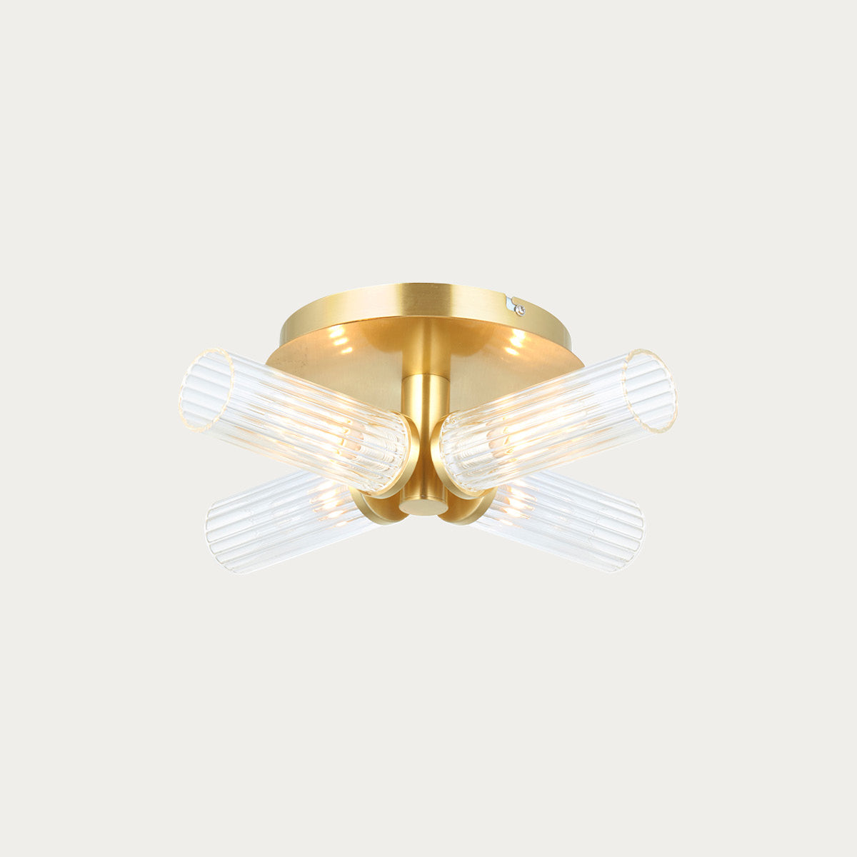Satin brass plate & clear ribbed glass