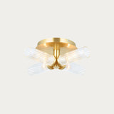 Satin brass plate & clear ribbed glass