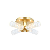 Satin brass plate & clear ribbed glass