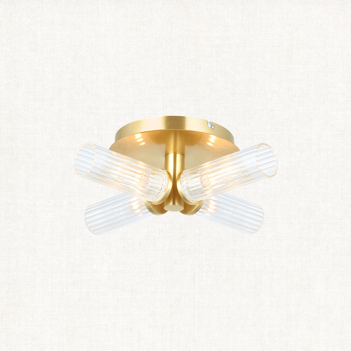 Satin brass plate & clear ribbed glass