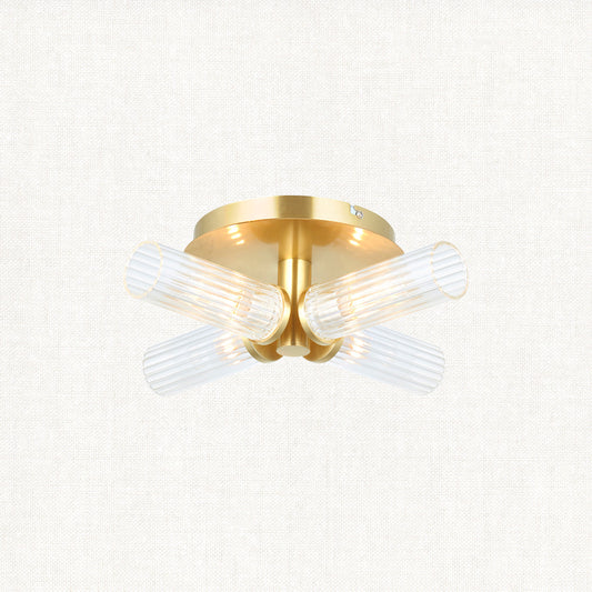 Satin brass plate & clear ribbed glass