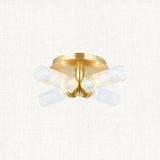 Satin brass plate & clear ribbed glass