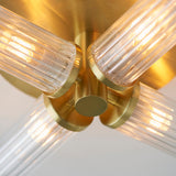 Satin brass plate & clear ribbed glass