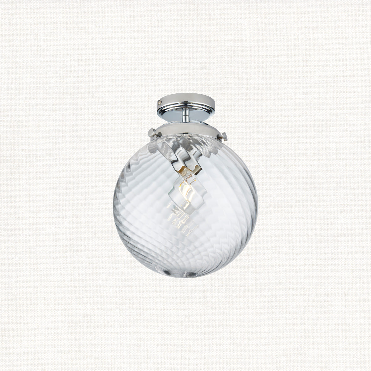 Chrome plate & clear spiral glass