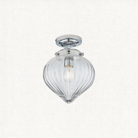 Chrome plate & clear ribbed glass