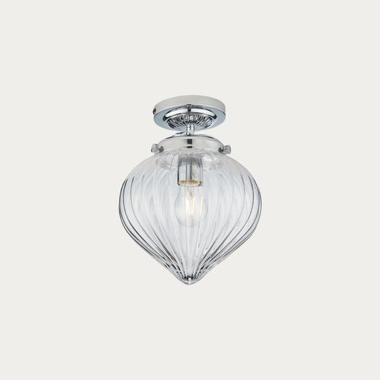 Chrome plate & clear ribbed glass