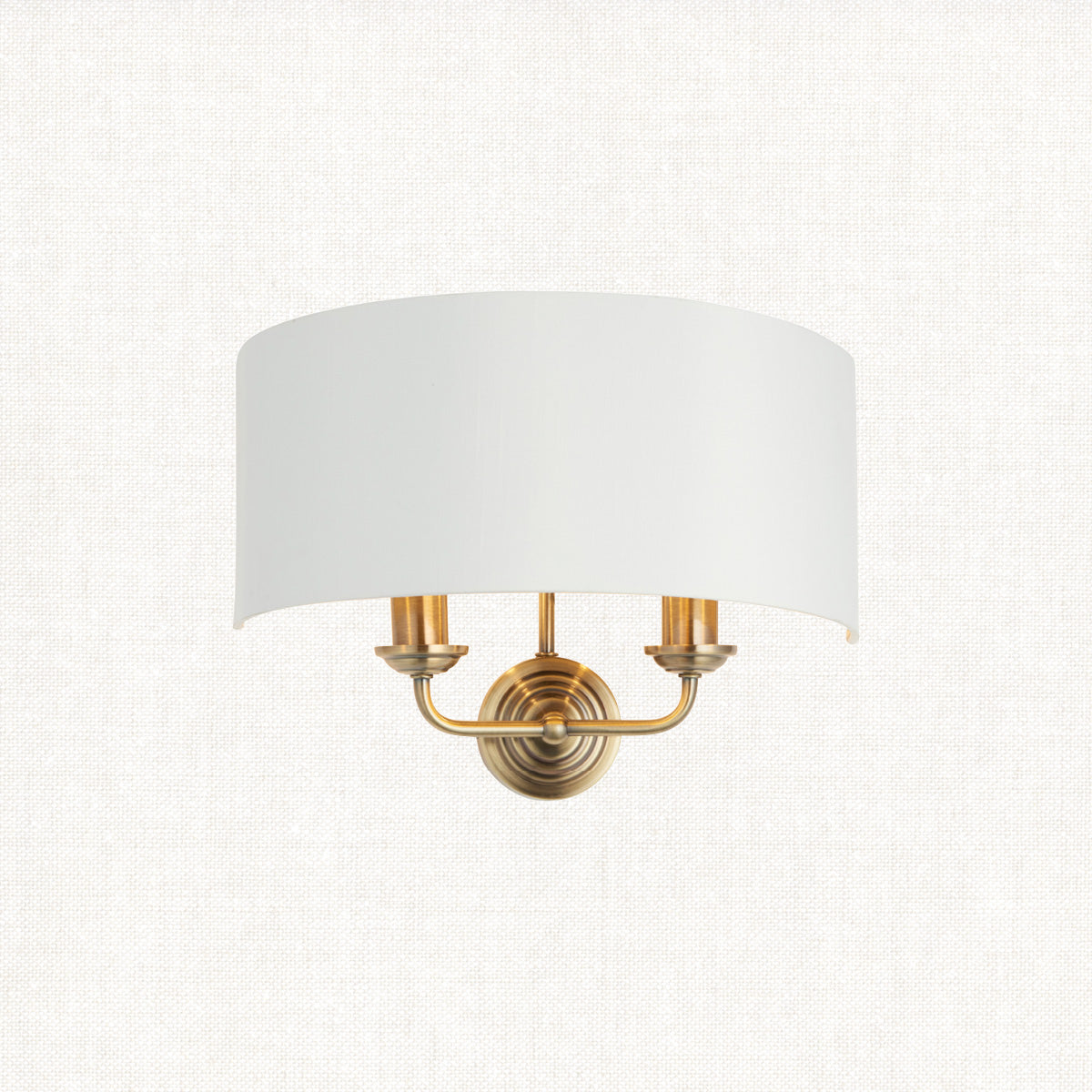 Antique brass plate & vintage white fabric