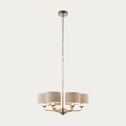 Brushed chrome plate & natural linen