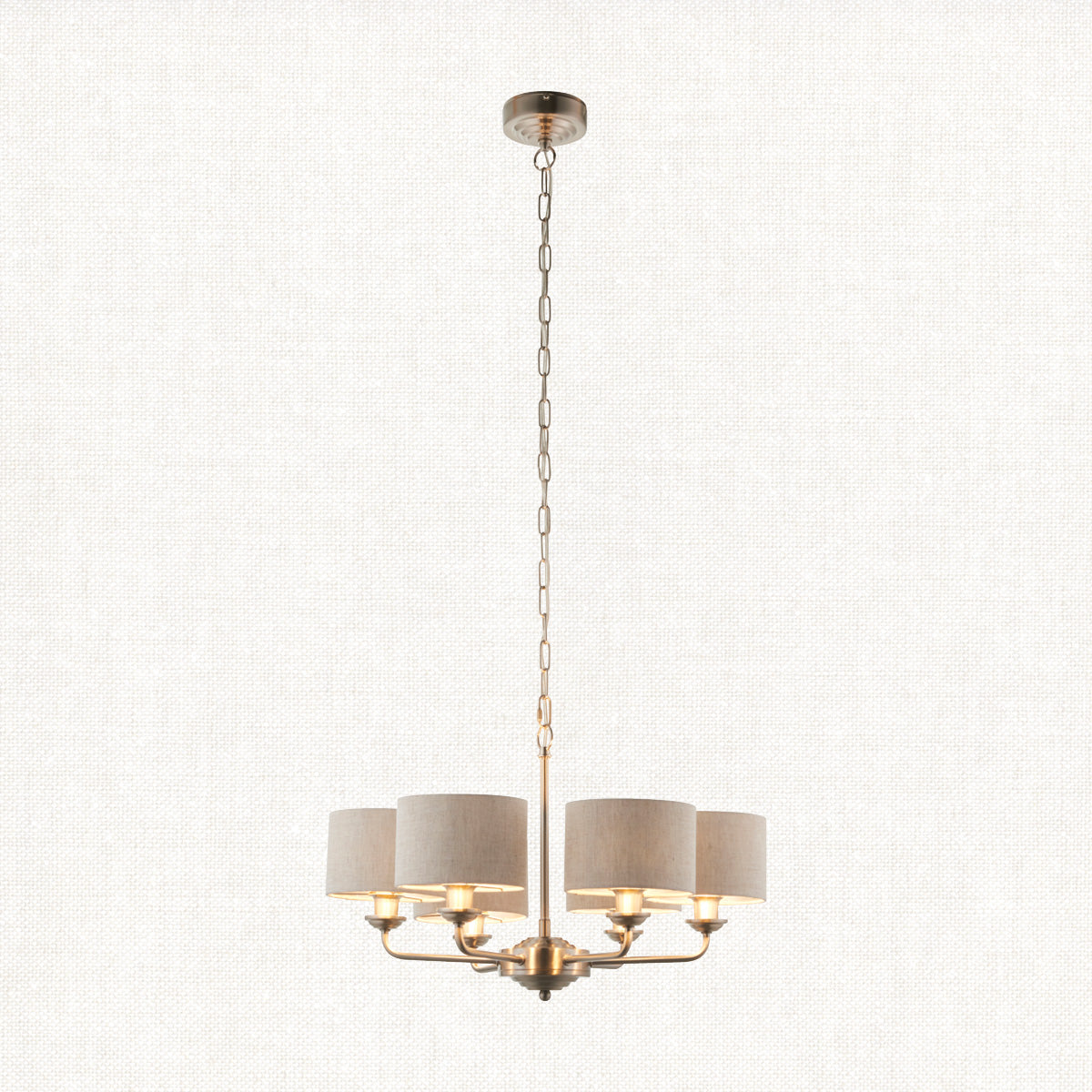 Brushed chrome plate & natural linen