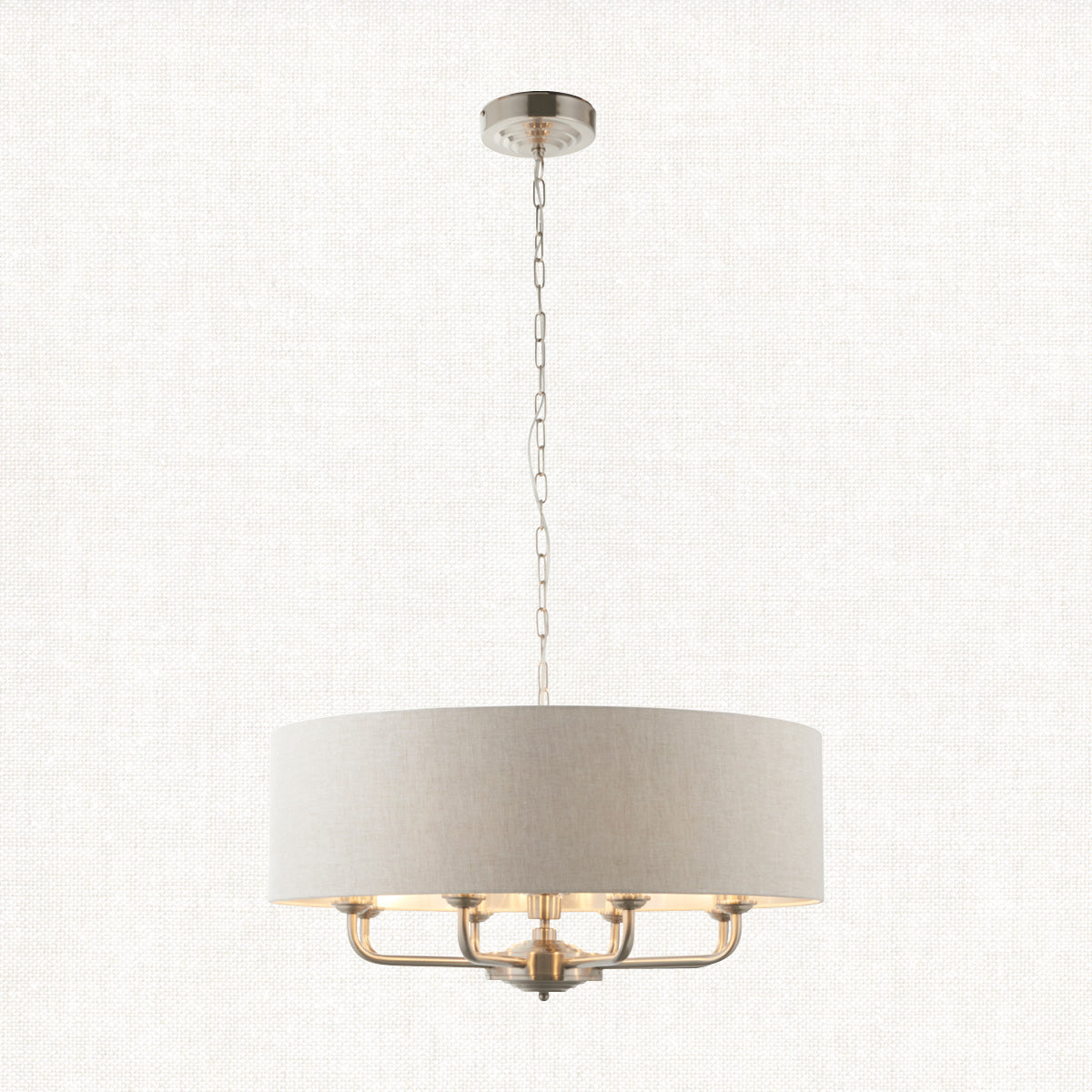 Brushed chrome plate & natural linen